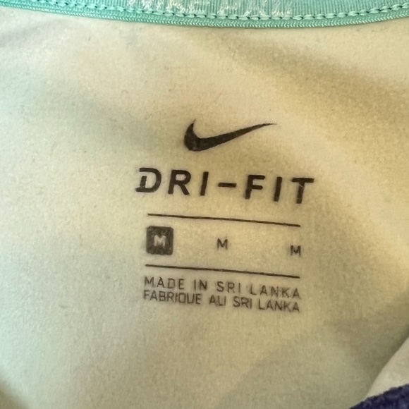 NIKE Pro Women Jacket Quarter Zip Dri-Fit Medium Blue Green Active Thumb Strap - Picture 5 of 9